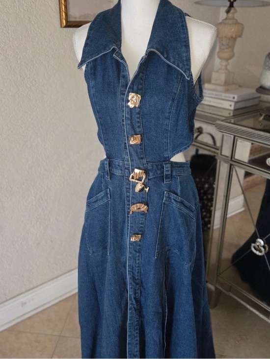 Urban Revivo Dresses & Skirts - Urban Revivo Denim Cutout Maxi Jean Dress - size 10